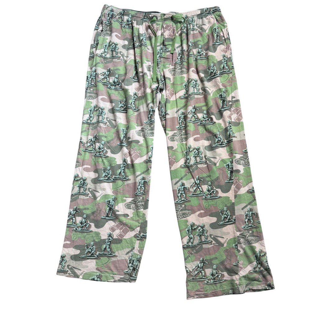 NICK & NORA Mens XL‎ Green Army Men Camo Pajama Pants 100% Cotton Sleepwear